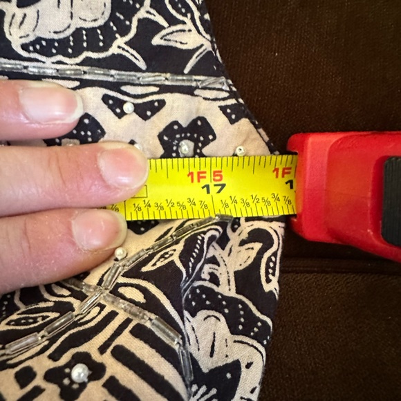 Effeci Vintage Creations Beige & Black Embroidery Button Vest SZ M Tie In Back - Picture 12 of 13